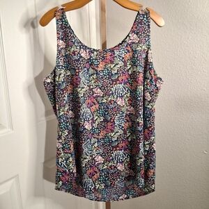 Faded Glory Flowy Floral Tank Top Blouse XL 16 18